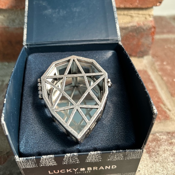 Lucky Brand Glass Clear Silvertone Teardrop Shaped Mini Jewelry Box  $39 - Picture 1 of 8